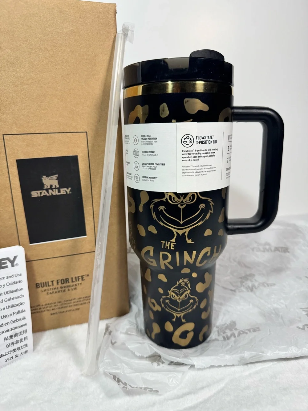 Stanley Black and Gold 'The Grinch' Leopard-Accent Travel Tumbler - Picture 5 of 6